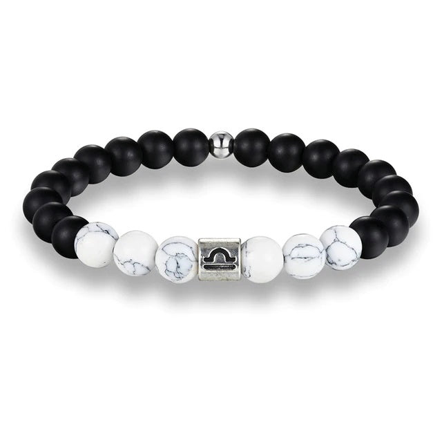 bracelet zodiaque noir et blanc balance
