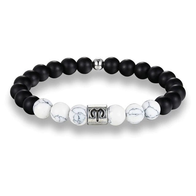 bracelet zodiaque noir et blanc belier