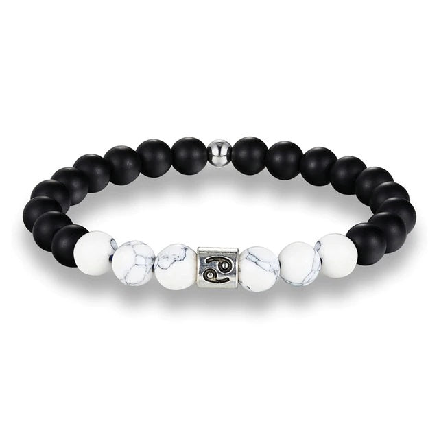 bracelet zodiaque noir et blanc cancer