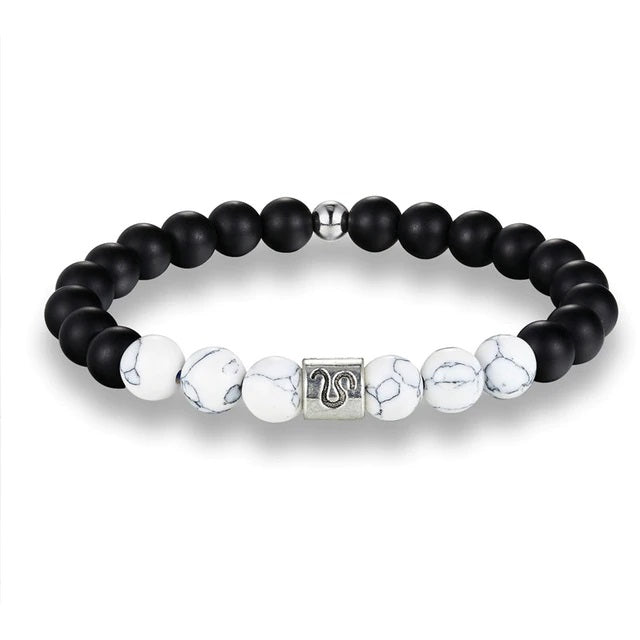 bracelet zodiaque noir et blanc lion