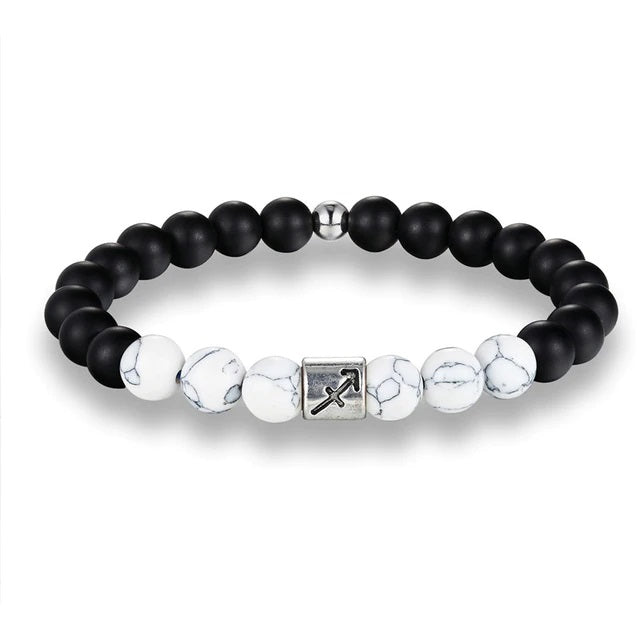 bracelet zodiaque noir et blanc sagittaire