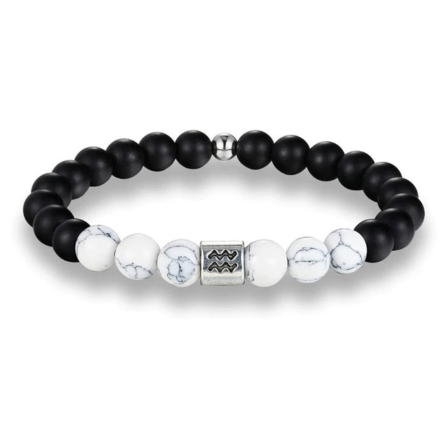 bracelet zodiaque noir et blanc verseau