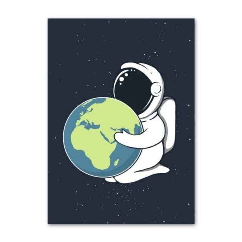 poster astronaute tenant la terre